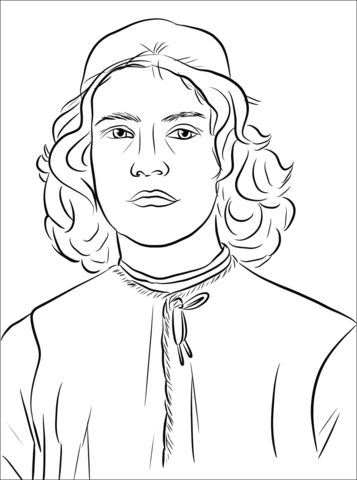 Portrait Of A Young Man By Sandro Botticelli Coloring Page